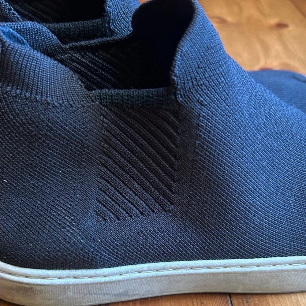Rothy's Black Knit Slip-On Loafers with White Sole
